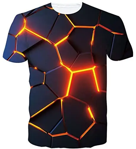 Produktbild: Goodstoworld 3D T Shirt Herren Lava Druck Shirt Lustig Unisex Slim Fit T-Shirt Casual Cool Grafik Muster Sommer Kurzarm Tops Tee für Männer M