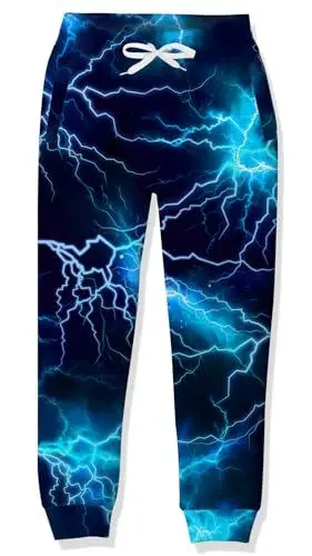 Produktbild: Goodstoworld Jogginghose Kinder Hosen Jungs Trainingshose Mädchen Sporthose Freizeithose Blau Blitz Trainingsanzug Bottoms 3D Druck Hose 8-9 Jahre 130