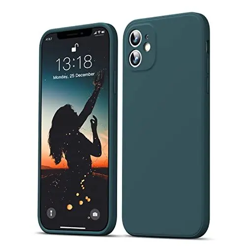 Produktbild: GOODVISH Hülle Kompatibel mit iPhone 11 | Ultra dünn Liquid Silicone Hülle | Kameraschutz und Bildschirmschutz | 360° Voll abgedeckte stoßfeste Handyhülle für iPhone 11-6,1 Zoll | Dunkelgrün