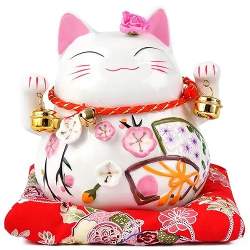 Produktbild: Goodwei Maneki-Neko Glückskatze als Spardose, Winkekatze aus feinem Porzellan (S)