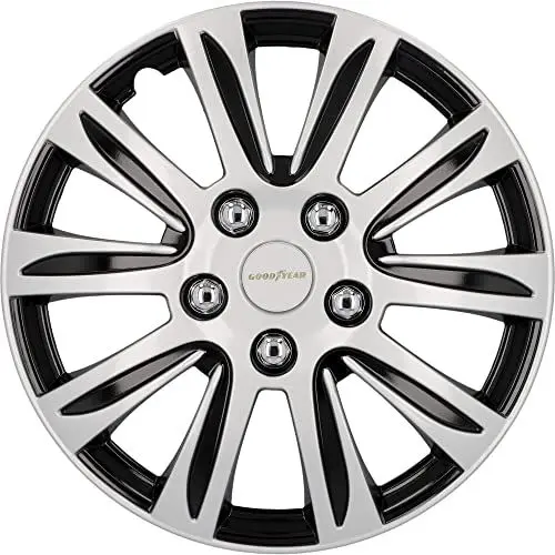 Produktbild: Goodyear Radkappen Laredo, 15 Zoll, aus Spezial-ABS-Qualitätskunststoff, schlagfest, zweischichtige Metallic-Lackierung, überlackierbar, schwarz-silber, 4 Stück