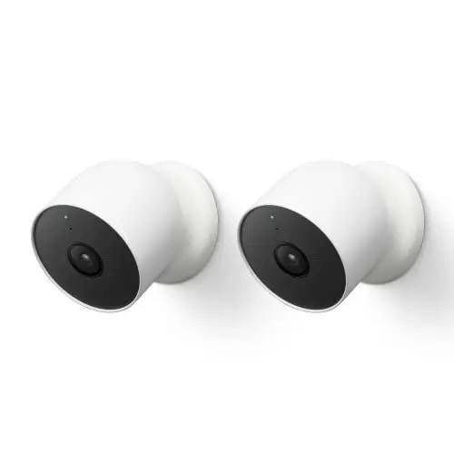 Produktbild: Google Nest Cam-Doppelpack – Intelligente Überwachungskamera im Innen- und Außenbereich, 1080p, G3AL9, Snow, 2 Stück (1er Pack)