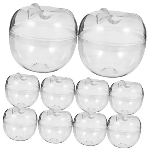 Produktbild: GOOHOCHY 10St Apfel-Dessertbox Bonbon-Apfelbehälter Süßigkeitenbehälter süße Weihnachtskeksdosen Weihnachtssto apfelförmige Ornamente Weihnachtsbaumäpfel Lebensmittel Container Plastikdose