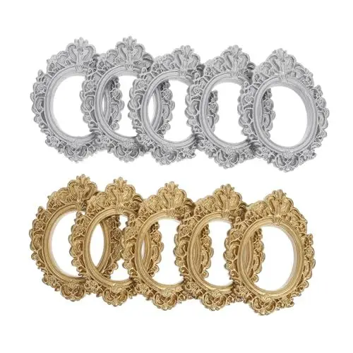 Produktbild: GOOHOCHY 10st Bilderrahmen Mini-Retro Antiker Fotorahmen Mini-wandrahmen Hochzeitstischdekoration Gartenbilder Dekore Miniaturpuppenm?Bel Mini-fotorahmen Wohnkultur Empfindlich Harz Vitrine