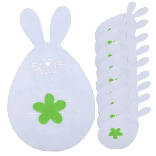 Produktbild: GOOHOCHY 12st Kaninchenkopf-besteck-set Kaninchen-utensilientasche Osterbestecktasche Urlaub Bestecktasche Häschen-geschirrabdeckung Vlies Hase Geschenk Bankett