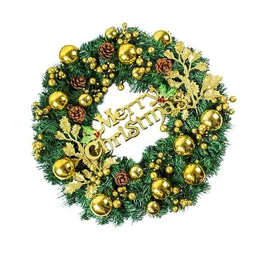 Produktbild: GOOHOCHY 1Stk Weihnachtskranz weihnachtsdeko Christbaumschmuck weihnachtskugelkranz künstliche Girlande Weihnachtsgirlande festlicher Türkranz Weihnachtsanhänger Herbst schmücken PVC
