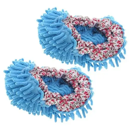 Produktbild: GOOHOCHY 2er-Pack Reinigungsmoppsocken Wiederverwendbare Mopp-Hausschuhe Für Die Bodenreinigung Elastische Moppbezüge Moppschuhe Für Den Haushalt Nicht-mopp-Hausschuhe