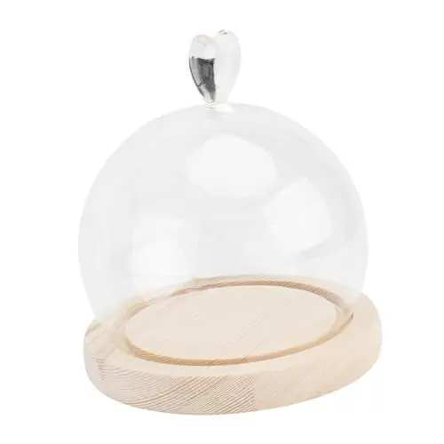Produktbild: GOOHOCHY 1 Satz Glasabdeckung Kuppelglocke Aus Glas Kerzenkuppelabdeckung Klare Display-Cloche Dessert-kuppelabdeckung Mikrowellenbehälter Tischdekoration Lebensmittel Schutzfilm Hölzern