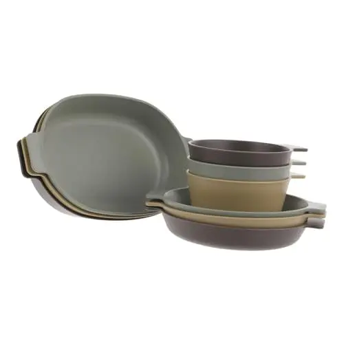 Produktbild: GOOHOCHY 1 Satz Outdoor-Geschirr-Set Kunststoff Teller Set plastikbesteck Geschirrsets Teller- und Schüsselsets Essgeschirr Plastik Besteck Schüssel-Kit Küchenschüssel fein einstellen Pack