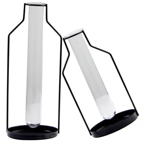 Produktbild: GOOHOCHY 2 Stück Glas Blumenvase Mit Eisenrahmen Hydrokultur Pflanztopf Dekorative Heimdekor Für Pflanzen