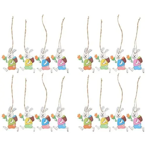 Produktbild: GOOHOCHY 40st Kaninchen-anhänger Medaillon Ornament Wohnkultur Osterbaum Hängende Dekoration Ostern Hängende Dekorationen Osteranhänger Osterdekoration Osterdeko Liefert Eier Hölzern Hase