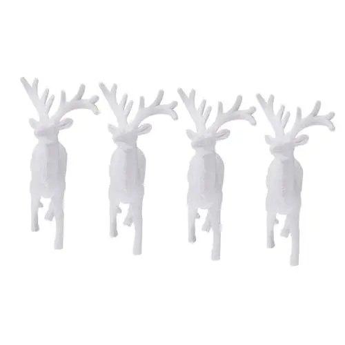 Produktbild: GOOHOCHY 4 Stück Adventskranz Holz Weihnachtsfiguren Zum Basteln Hirsch Figur Weihnachtsrenpuppe Stehende Weihnachtshirschfigur Christbaumschmuck Mini-hirsch-modell Zylinder Kind Weiß Tier