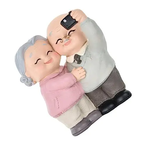 Produktbild: GOOHOCHY Valentinstag Figurine Harz Großeltern Kuchen Dekorationen Großeltern Figurine Präsentiert