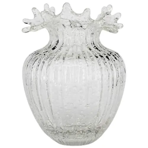 Produktbild: GOOHOCHY Große Glasvase Für Tischdeko Blumenvase Mit Gewellter Öffnung Für Hydrokulturpflanzen Leuchtende Vase Für Wohnzimmerdekor