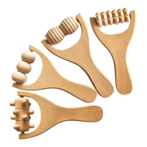 Produktbild: GOOHOCHY Holzfigur Massage Werkzeug Satz Handmassagegerät Für Therapie Fuß Und Körpermassage Robust Und Langlebig