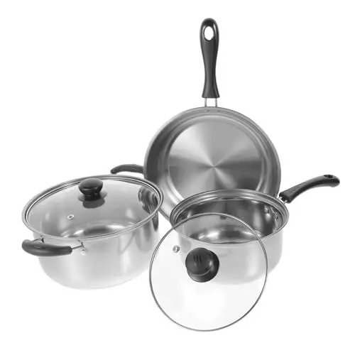 Produktbild: GOOHOCHY Edelstahl-bratpfanne Satz Schmortopf Mit Griffen Kochgeschirr Für Herdarten Suppentopf Metallkochtopf