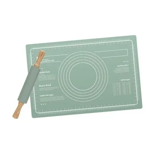 Produktbild: GOOHOCHY Knetpad-set Mit Backmatte Nudelholz Und Brotrolle Für Teigzubereitung Rutschfest Und Wiederverwendbar Für Küche Und Haushalt