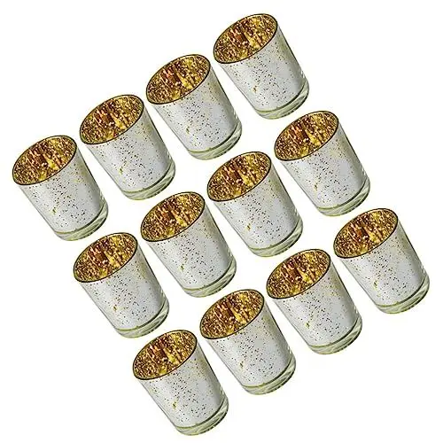 Produktbild: GOOHOCHY Kerzenhalter Aus Glas Beschichteter Teelichthalter 12 Stück Leere Becher Für Hochzeiten Partys Aromatherapie