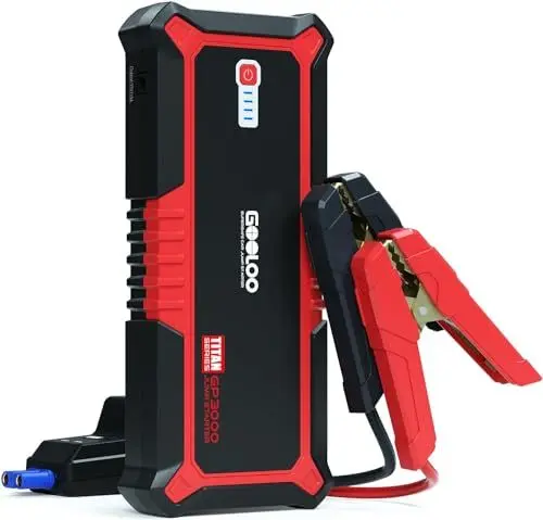 Produktbild: GOOLOO GP3000 Starthilfe Powerbank, 4-in-1 3000A Tragbares Starthilfe (bis zu 9,0L-Gas und 7,0L Diesel), 12V SuperSafe Lithium Batterie Booster Auto Starthilfe mit USB-Schnellladung
