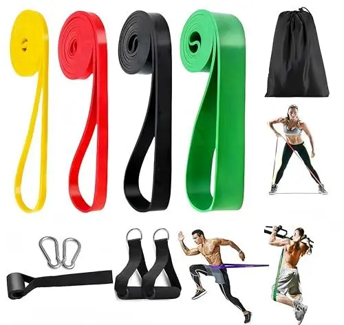 Produktbild: GOORFAC Fitnessbänder Set mit 4 Widerstandsstufen,Widerstandsbänder für Fitness,Stretching,Yoga, Pilates,Krafttraining für Männer und Frauen,Resistance BandsSet mit Türanker, Griffen, Tragetasche