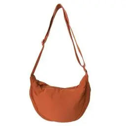 Produktbild: GoPaw Damen Halbmond Crossbody Schultertasche, Hobo Halfmoon Bag, Nylon Crossbody Bag Damen Halbmond Schultertasche mit verstellbarer Schultergurt, Einfarbige (Orange)