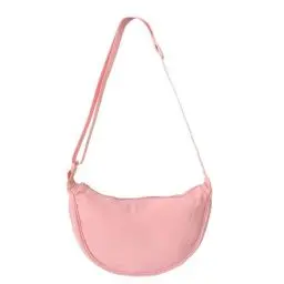 Produktbild: GoPaw Damen Halbmond Crossbody Schultertasche, Hobo Halfmoon Bag, Nylon Crossbody Bag Damen Halbmond Schultertasche mit verstellbarer Schultergurt, Einfarbige(Rosa)