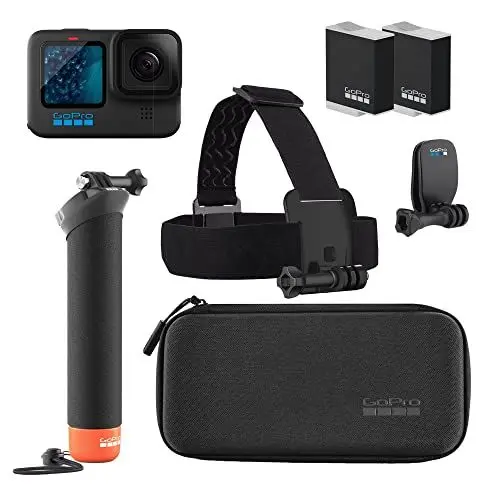 Produktbild: GoPro HERO11 Schwarzes Zubehörpaket – Enthält zusätzlichen Enduro-Akku (insgesamt 2), The Handler (schwimmender Handgriff), Kopfband + Quick Clip und Tragetasche
