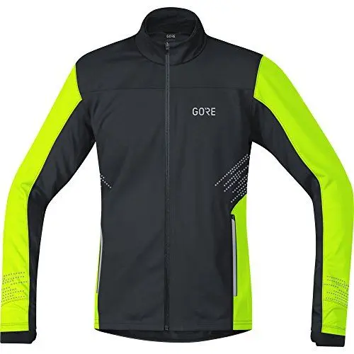 Produktbild: GORE Wear Winddichte Herren Lauf-Jacke, R5 GORE WINDSTOPPER Jacket, M, Schwarz/Neon-Gelb, 100153