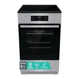 Produktbild: Gorenje GEIT5C61SPG Standherd mit Induktionskochfeld, 50 cm, 70 Liter,Silber, PerfectGrill, AirFry, FrozenBake, Pizza Mode 300°C, AquaClean, Made in Europe, inox