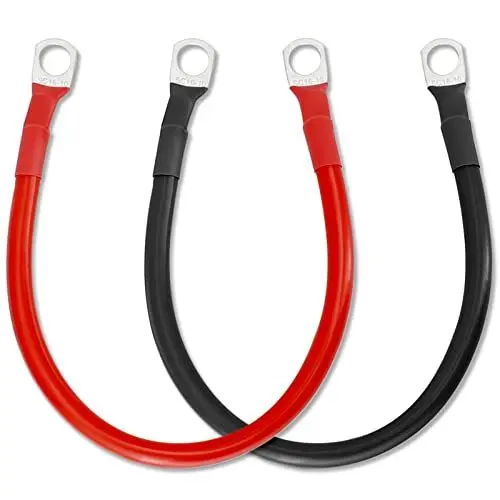 Produktbild: Gorffy 30cm Batteriekabel 2 Stück, 5 AWG 16 mm² Batteriekabel 12v, Batterie Kabel mit SC16-10 Ringkabelschuhen, M10 Kupferdraht Batteriekabel 16mm², 12v Autobatterie Kabel für Auto und LKW