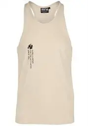 Produktbild: Gorilla Wear - Carrizo Tank Top - Beige - Bodybuilding Sport Alltag Freizeit mit Logo Aufdruck leicht und bequem für optimale Bewegung aus Baumwolle Elasthan, XXL