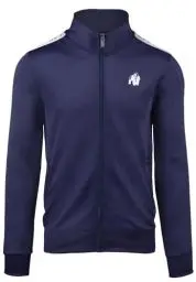 Produktbild: Gorilla Wear - Delaware Track Jacket - Blau - Bodybuilding Sport Alltag Freizeit mit Logo Aufdruck leicht und bequem für optimale Bewegung aus Polyester Elasthan, L