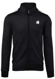Produktbild: Gorilla Wear - Delaware Track Jacket - Schwarz - Bodybuilding Sport Alltag Freizeit mit Logo Aufdruck leicht und bequem für optimale Bewegung aus Polyester Elasthan, S