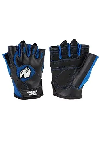 Produktbild: Gorilla Wear - Mitchell Training Gloves - Schwarz/Blau - Bodybuilding und Fitness Accessoires für Damen und Herren Logo Unterstützung besserer Halt, M