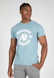 Produktbild: Gorilla Wear - Tulsa T-Shirt - Blau - Bodybuilding Sport Alltag Freizeit mit Logo Aufdruck leicht und bequem für optimale Bewegung aus Baumwolle, 3XL
