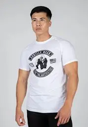 Produktbild: Gorilla Wear - Tulsa T-Shirt - Weiß - Bodybuilding Sport Alltag Freizeit mit Logo Aufdruck leicht und bequem für optimale Bewegung aus Baumwolle, L