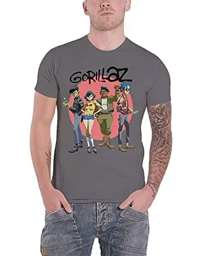 Produktbild: Gorillaz T Shirt Group Circle Rise Band Logo Nue offiziell Herren Charcoal Grau