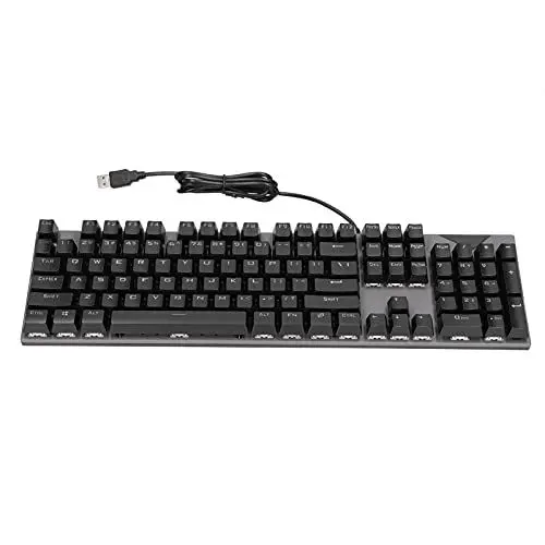 Produktbild: Goshyda Ergonomische USB-Tastatur, 104 Tasten USB-Tastatur Metall-Gaming-Tastatur Hintergrundbeleuchtung Kabelgebundene Tastatur mit Langer Lebensdauer, für PC-Gaming