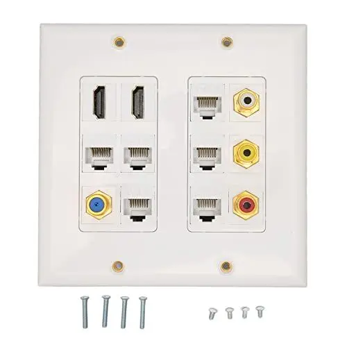 Produktbild: Goshyda Ethernet-Wandplatte, HD-Multimedia-Schnittstelle, Ethernet-Wandplatte mit Rj45-Ethernet für Keystone-Buchse, Kompatibel mit Cat5-, Cat5e- und Cat6-Kabeln