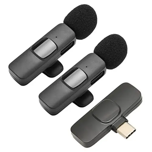 Produktbild: Goshyda Kabelloses USB-C-Lavaliermikrofon, 1 für 2 Lavalier-Ansteckmikrofon, Videoaufzeichnung, Rauschunterdrückung, Mikrofon, Unterstützt die Aufzeichnung während des Ladevorgangs,