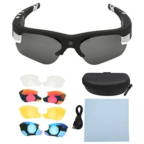 Produktbild: Goshyda Kamerabrille, Full HD 1080P, 550 MAh Akku, Mini-Videokamera-Sonnenbrille mit 4 Paar Linsen, Intelligente Sport-Action-Kamera Zum Wandern, Radfahren, Reiten