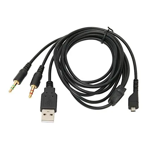 Produktbild: Goshyda Kopfhörer-Audiokabel, 2 M / 6,6 Ft USB 3,5 Mm Dual Audio Jack Ersatz-Kopfhörerkabel, OFC-Kupferdraht, für Headsets der Arctis-Serie