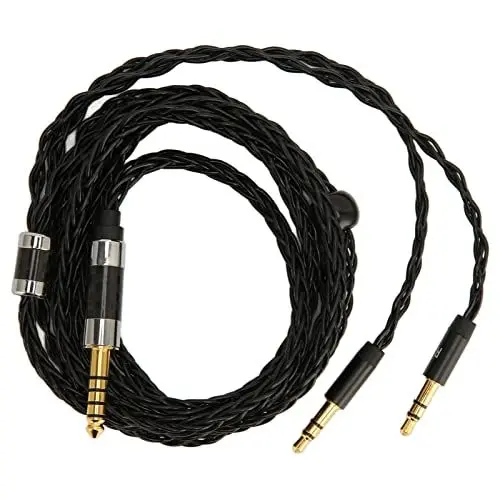 Produktbild: Goshyda Kopfhörerkabel, 4,4 Mm auf Dual 3,5 Mm Headset-Soundkabel, 8-adriges, Versilbertes Audiokabel, für MDR Z7 Z1R, für Teloon D7100 D7200 D600 D9200, für T1 T5, 1,2 M