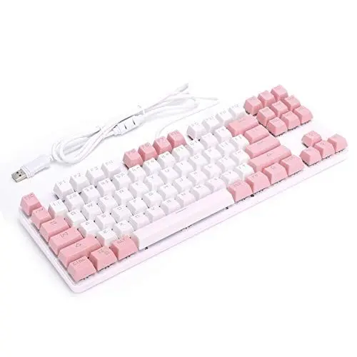 Produktbild: Goshyda Tastatur, USB Wired Mechanical Gaming 87 Tasten Mischlicht-Computertastatur mit Multimedia-Tasten für Desktop-Laptops(Weiß)