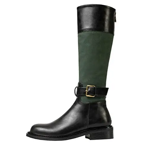 Produktbild: Gothic Boots Damen Stiefel 37 MäDchen Stiefel Mode und Winter Frauen Kniehohe Stiefel Low Heel Lange Tube Round Toe Plateau Casual Stoffschuhe Damen Schwarz White Gummistiefel (Black, 38)