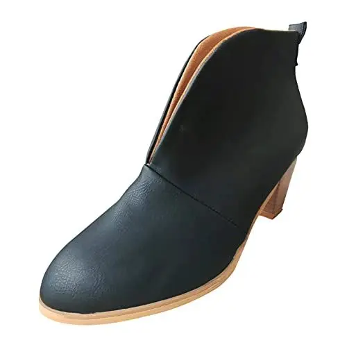 Produktbild: Gothic Stiefel Damen Stiefel Damen Beige Stiefel Fahsion kurze Absatz Booties Stiefel Frauen stapelbare Lederstiefel Ankle-Stiefel für Frauen Biker Boots Damen Damen Wanderschuhe Schuhe (Black, 41)