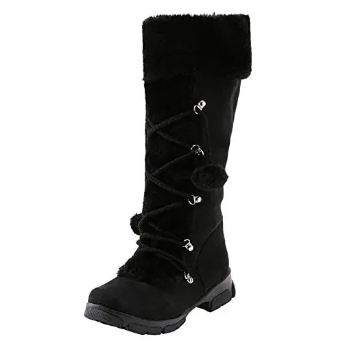 Produktbild: Gothic Stiefel Damen Stiefel Damen Beige Stiefel Keep Hairball Booties Warm Snow Women Middle Round High Zipper Toe Schuhe Heels Damenstiefel Stiefelette Damen Weitschaftstiefel Damen Xxl (Black, 37)
