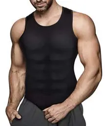 Produktbild: Gotoly Herren Unterhemden Shapewear Workout Tank Tops Kompressionsshirt Muskelshirt Abnehmen Body Shaper Abs Bauch Weg Shirt Unterhemd Feinripp (L, Schwarz)