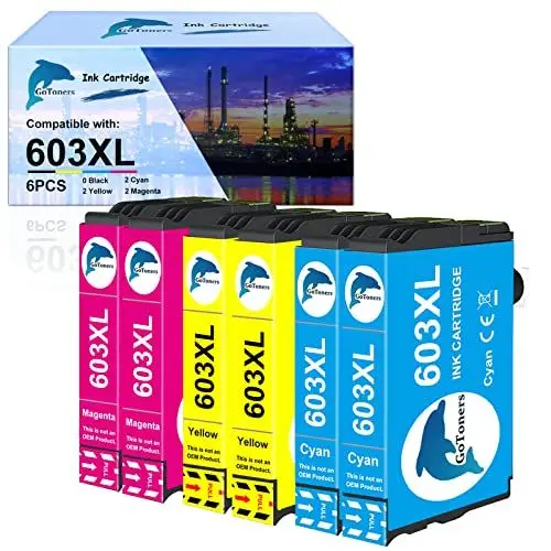 Produktbild: GoToners 603XL Patronen Kompatibel für Epson 603 XL Farben Druckerpatronen für XP-2100 XP-2150 XP-2105 XP-3100 XP-3105 XP-3150 XP-4100 XP-4150 WF-2810 WF-2830 WF-2850 (2 Cyan, 2 Magenta, 2 Gelb)
