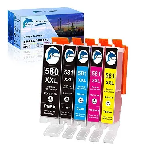 Produktbild: GoToners XXL Patronen Kompatibel für Canon 580 581 Druckerpatronen PGI-580 CLI-581 für Canon Pixma TR8550 TS705 TS6350 TS6350a TS705a TS6351 TS6250 TS6150 TS9550 TS6151 TS6251 TR8500 TR7550 (5er-Pack)